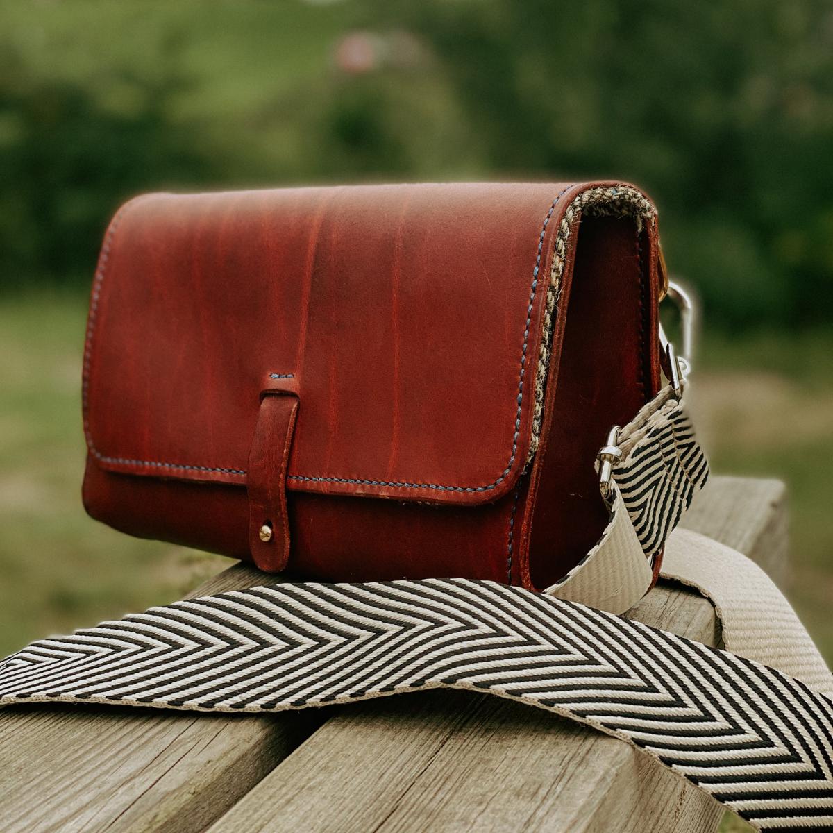 Lindenhall Bag-Rotbraun-Tweedliner-Baumwollband