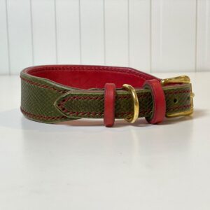 Hundehalsband Grün Rot Doubliert Heritage Collection